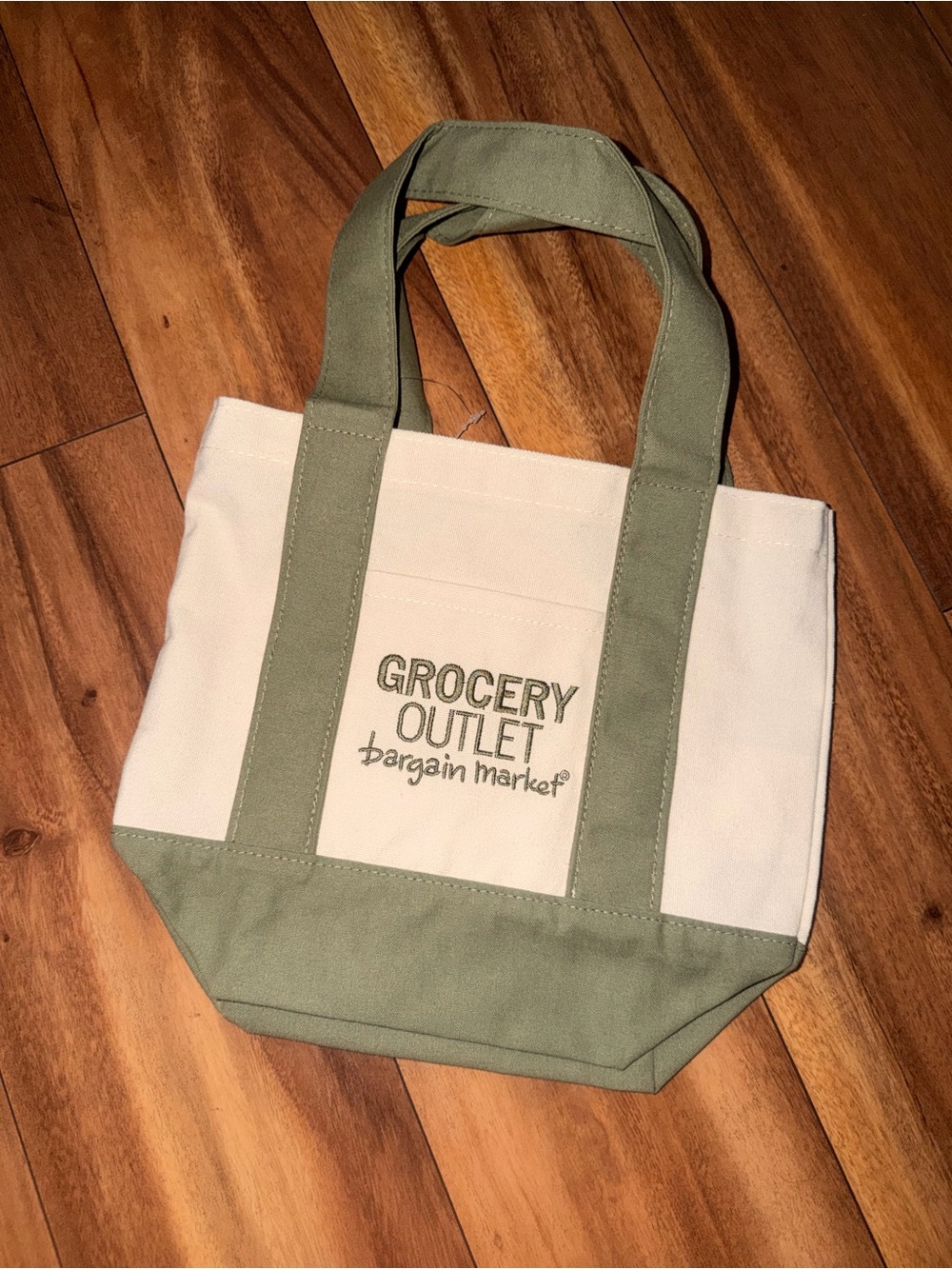 Grocery Outlet Two-Tone Canvas Tote Bag in Cream and Green